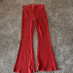 Aerie Rust Ribbed Flare Pants